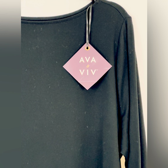 Ava & Viv  - Black Crew Neck 3/4 Length Sleeve Boat Neck T-Shirt XXL (17… - Picture 2 of 7